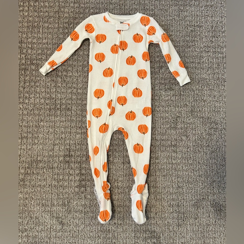 Carter's Cream and Orange Pumpkin Footie